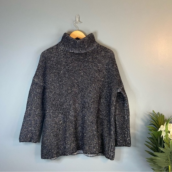 Zara Blue Knit Mock Neck Boxy Oversized Sweater - Picture 8 of 8